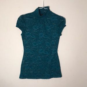 Dark Teal Puff Lace Top